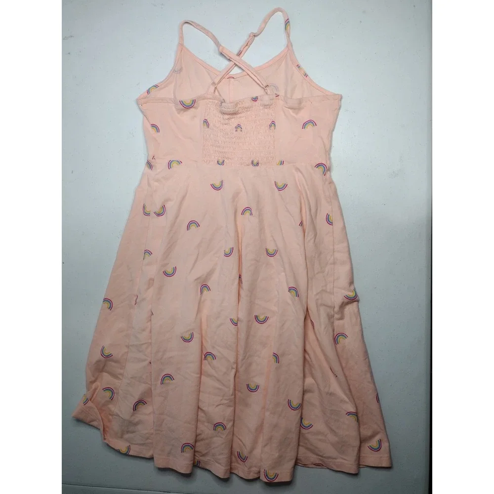 Old Navy Girls‎ XL Peach Rainbow Print Cotton Fit Flare Sundress Spaghetti Strap